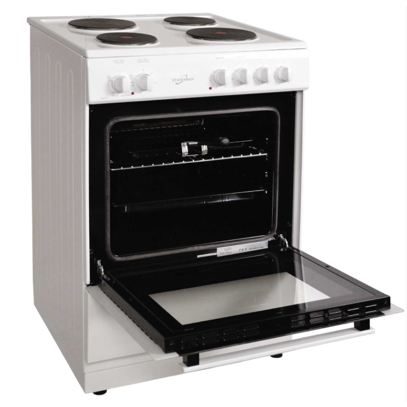 Statesman NAPIER60EW - White 4 Zone Electric Cooker - A energy - Display