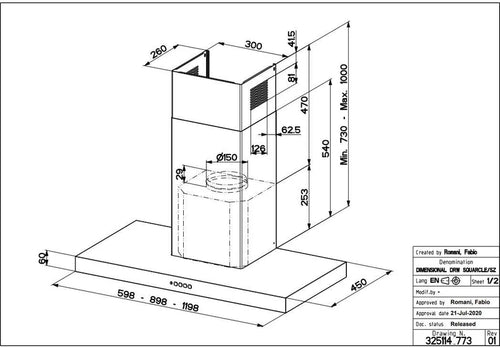 Faber STILO-COMFORT-X-A120 - Stainless Steel 120cm Chimney Hood - B Energy Rated