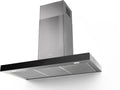 Faber STILO-GLASS-SMART-A90 - Stainless Steel/Black Glass Chimney Hood - 90cm - B Rated