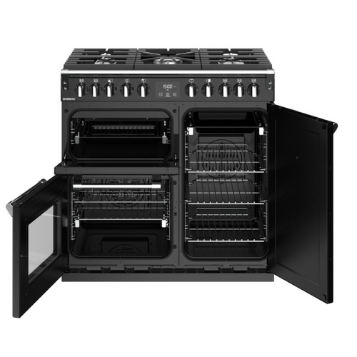 Stoves ST RICH S900DF BK - Black 5 Zone Dual Fuel Cooker - A energy - Display