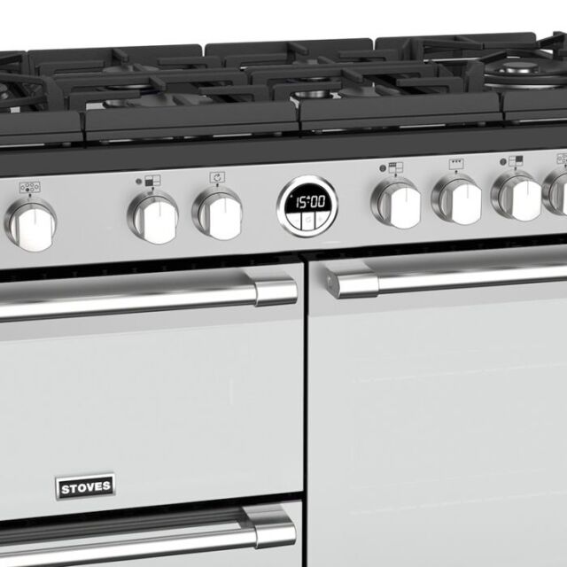 Stoves ST STER DX S1000DF GTG SS - 6 Zone Dual Fuel Cooker - A energy - Display
