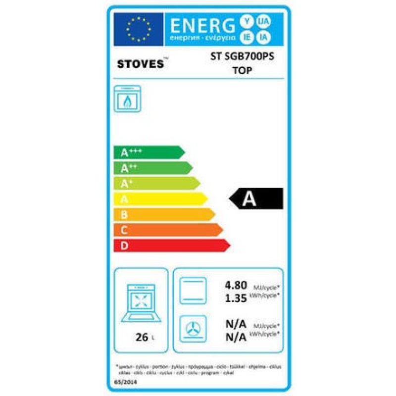 Stoves ST SGB700PS Sta - Stainless steel Built under Gas Double Oven - B energy