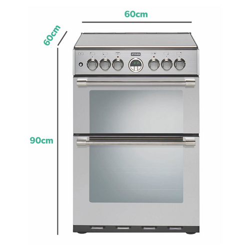 Stoves ST STERLING 600DF Sta - Stainless steel 4 Zone Dual Fuel Cooker - A energy - Display