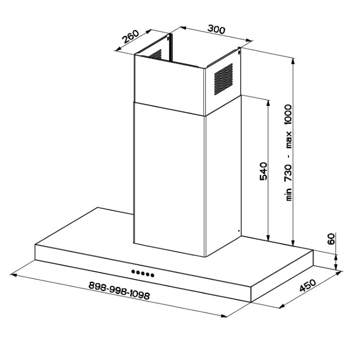 Stoves Sterling 100T - Stainless Steel Chimney Cooker Hood - 380-590m3/h - A+ energy