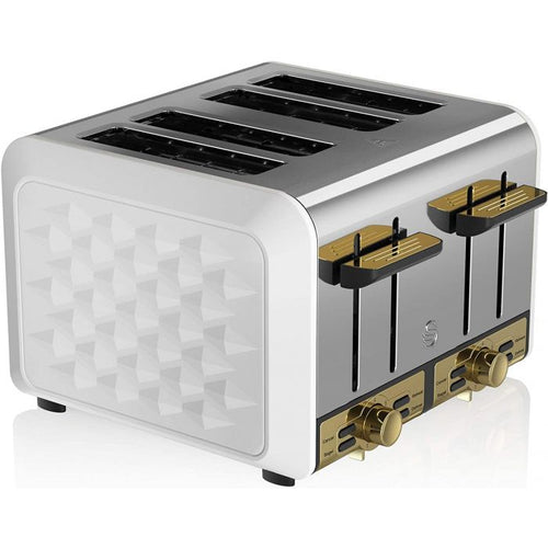 Swan ST14084WHTN - White & Gold 4 Slice Toaster - Gatsby - 1850W