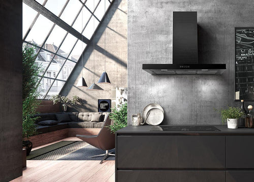 Faber T-NIGHT - Black Steel 90cm Chimney Hood - A+ Energy Rated