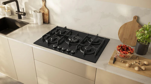 NEFF T27PIQ4S0 - Black 75cm Gas Hob - 5 Burners with Wok Burner - N70 Series