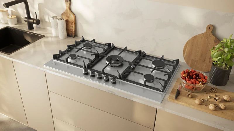 NEFF T29CIR8N0 - Stainless Steel 92cm Gas Hob - 5 Burners with Dual Wok