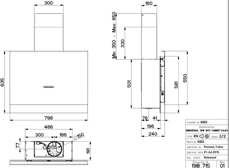 Faber TALIKA-A80 - Bronze 80cm Wall Mounted Extractor Hood - A Energy