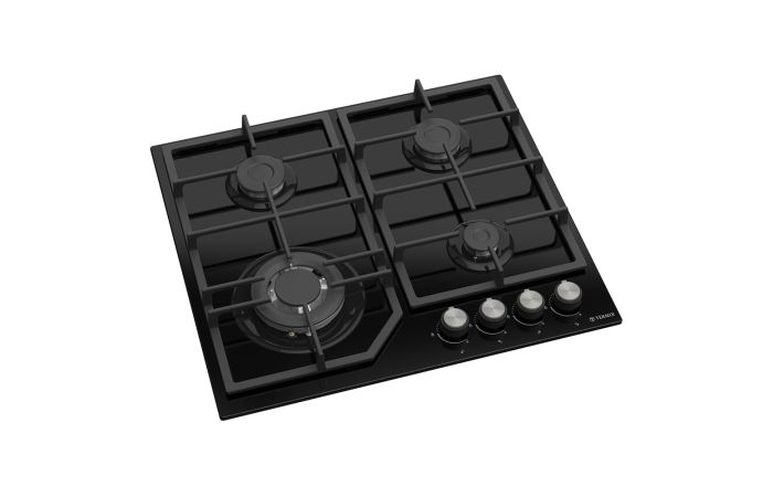 Teknix BITK260GHB - Black Glass 60cm Gas Hob - 4 Burners - 2 Year Warranty