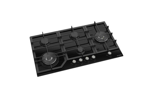 Teknix BITK290GH5B - Black Glass 90cm Gas Hob - 5 Burner