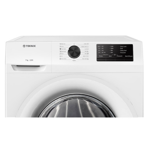 Teknix TKW7122HW - White Freestanding 7KG Washing Machine - 1200 RPM - D energy - Display