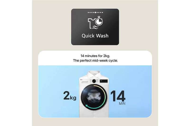 LG F2X50S9NLB - White 9KG Washing Machine - 1200RPM - A energy