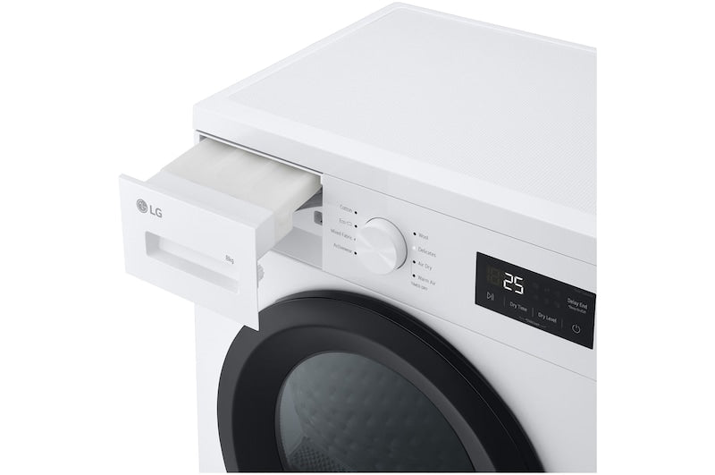 LG RHA1008NWK - White 8KG Heat Pump Tumble Dryer - D Energy