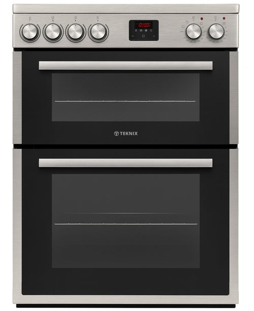 Teknix TKED64X Stainless Steel Ceramic Cooker - Double Oven, 60cm - A energy