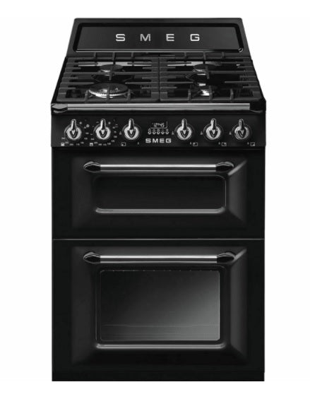 Smeg TR62BL - Black 4 Zone Dual Fuel Cooker - A/A energy