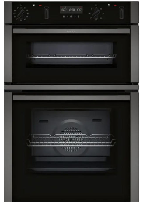 Neff U2ACM7HG0B - Graphite Built in Electric Double Oven - Pyrolytic cleaning - A energy