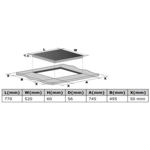 Cata UBIND77F - Black 77cm Induction Hob - 4 Cooking Zones