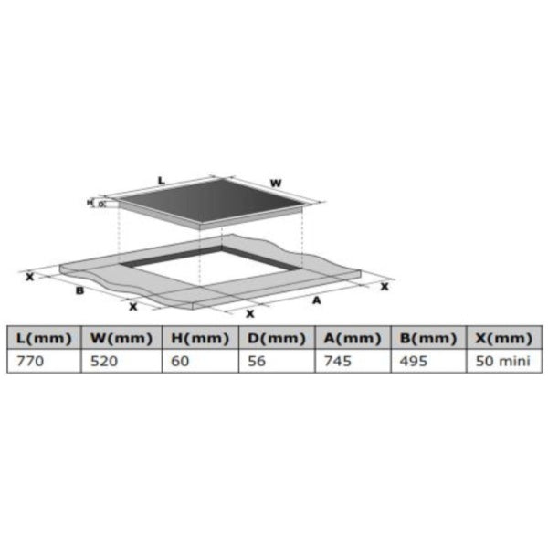 Cata UBIND77F - Black 77cm Induction Hob - 4 Cooking Zones