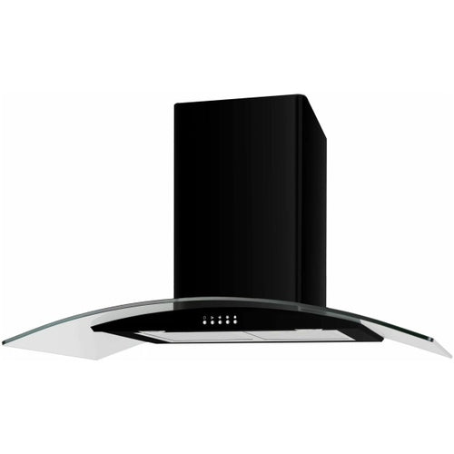 Cata UBSCG90BK - Black 90cm Curved Glass Cooker Hood - 345m³/h - B Energy