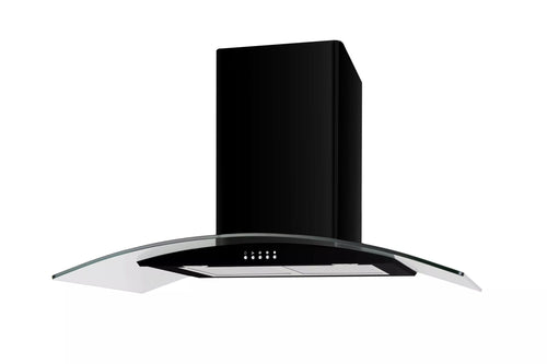 Cata UBSCG90BK - Black 90cm Curved Glass Cooker Hood - 345m³/h - B Energy