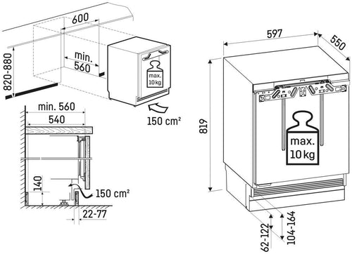 Liebherr URD3600 - Fully Integrated Larder Fridge - 127L Capacity - D Rated