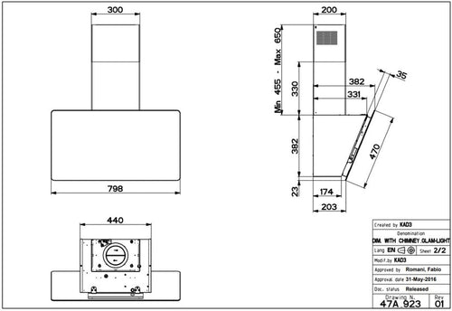 Faber V-AIR-KL-A80 - Black/Brown 80cm Angled Extractor - A+ Energy Rated
