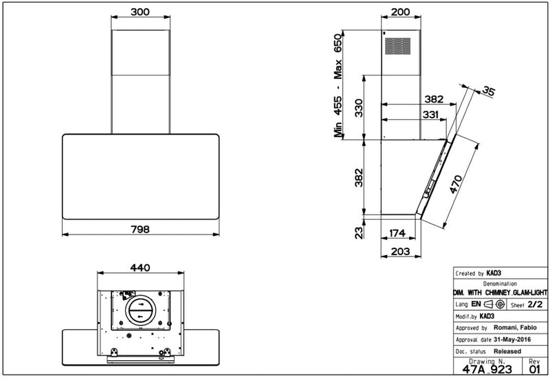 Faber V-AIR-KL-A80 - Black/Brown 80cm Angled Extractor - A+ Energy Rated