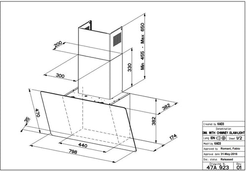 Faber V-AIR-KL-A80 - Black/Brown 80cm Angled Extractor - A+ Energy Rated