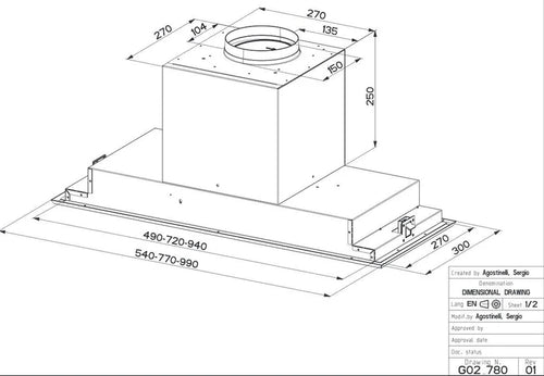 Faber VICTORY-2-X-A54 - Stainless Steel 54cm Canopy Hood - B Energy Rated