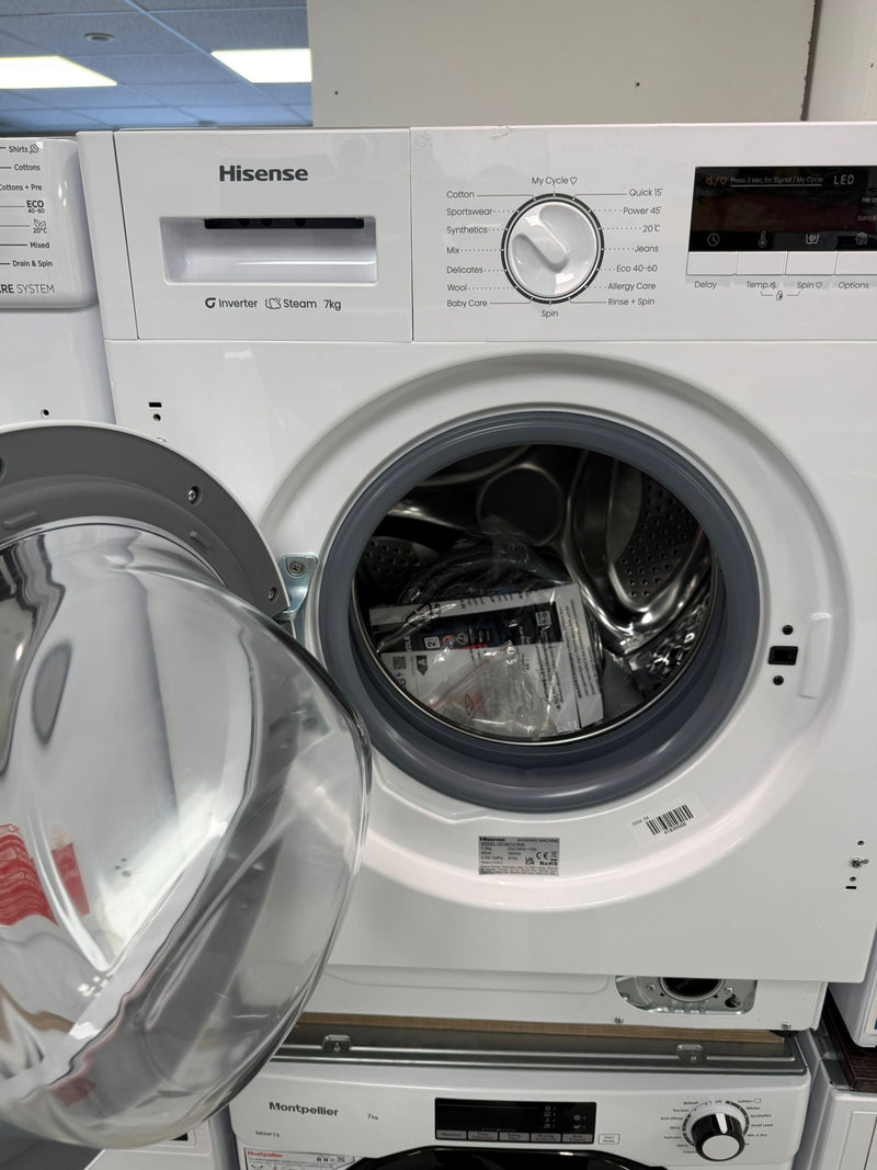 Hisense WF3M741BWI - White Integrated 7KG Washing Machine - 1400 RPM - A energy - Display