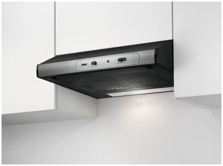 Zanussi ZHT631X - Stainless Steel &amp; Black 60cm Cooker Hood - Integrated - D Energy Rating