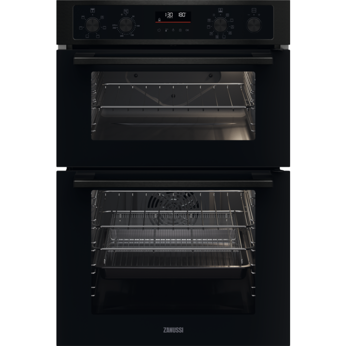 Zanussi ZKCNA7KN - Black Built in Electric Double Oven - Catalytic cleaning - A energy